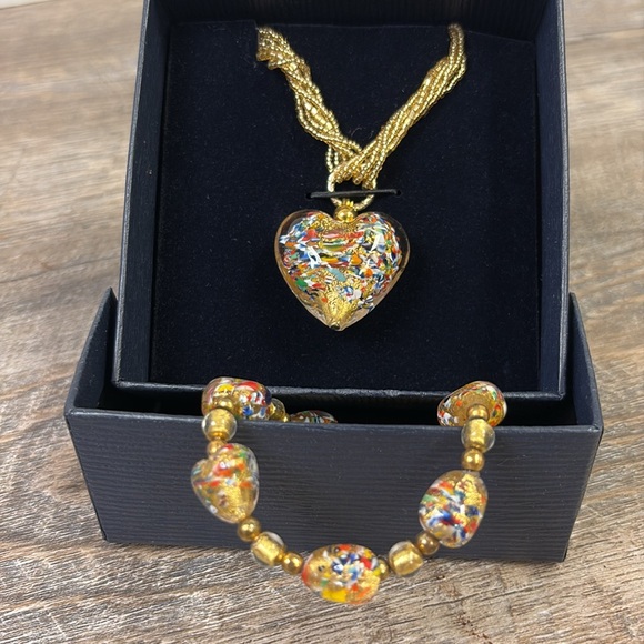 Murano Confetto Heart Pendant, Chain & Bracelet - Picture 4 of 11